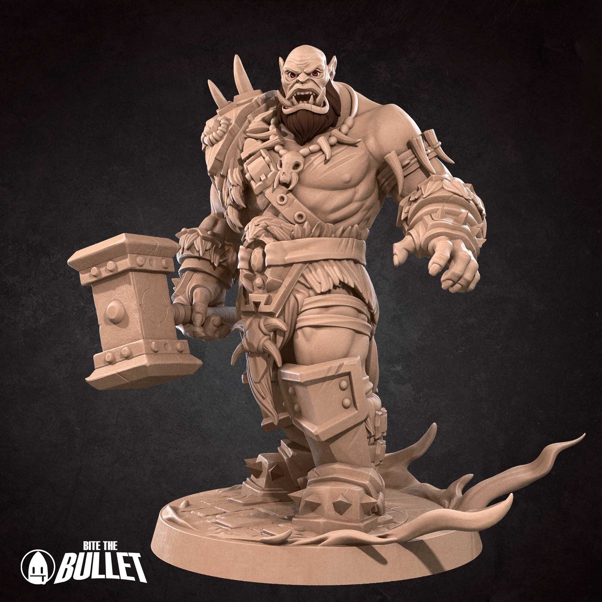 Orc Warchief | TABLETOP SCALE | D&D TTRPG Miniature | Bite the Bullet | Unpainted, Unplated Resin 8k