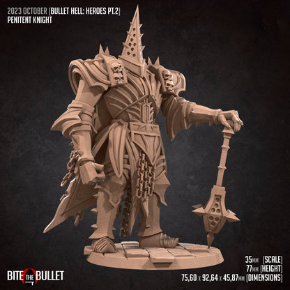 Bullet Dark Souls, Penitent Knight | TABLETOP SCALE | D&D TTRPG Miniature | Bite the Bullet | Unpainted, Unplated Resin 8k