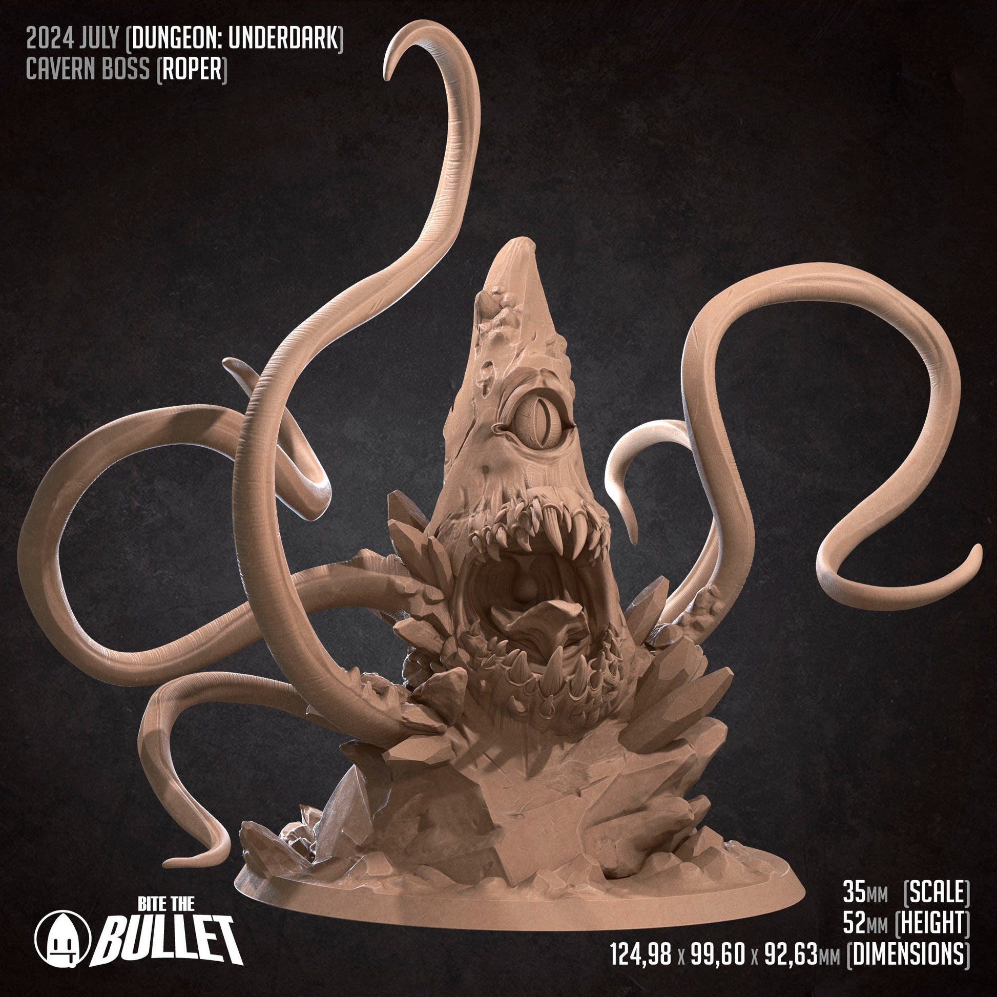 Roper, Cavern Boss | TABLETOP SCALE | D&D TTRPG Miniature | Bite the Bullet | Unpainted, Unplated Resin 8k