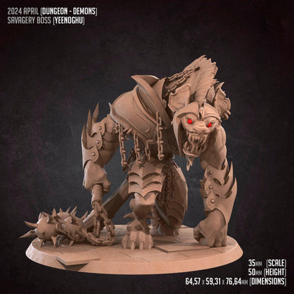 Yeenoghu, Savagery Boss | TABLETOP SCALE | D&D TTRPG Miniature | Bite the Bullet | Unpainted, Unplated Resin 8k