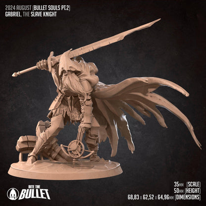 Bullet Dark Souls, Slave Knight | TABLETOP SCALE | D&D TTRPG Miniature | Bite the Bullet | Unpainted, Unplated Resin 8k