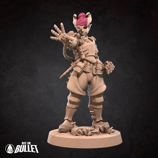 Tiefling Artificer, Female | TABLETOP SCALE | D&D TTRPG Miniature | Bite the Bullet | Unpainted, Unplated Resin 8k