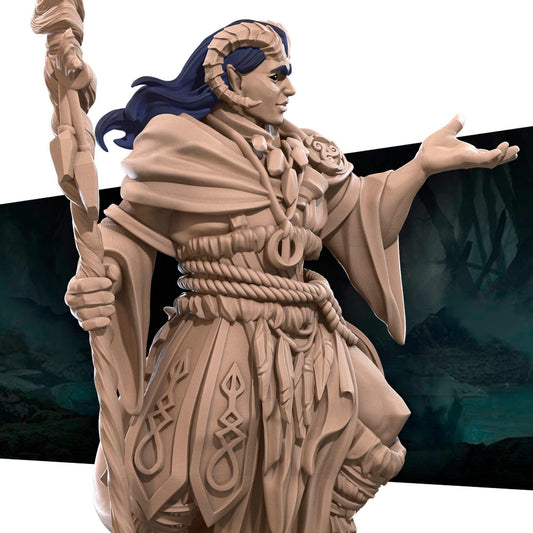 Tiefling Druid, Male | TABLETOP SCALE | D&D TTRPG Miniature | Bite the Bullet