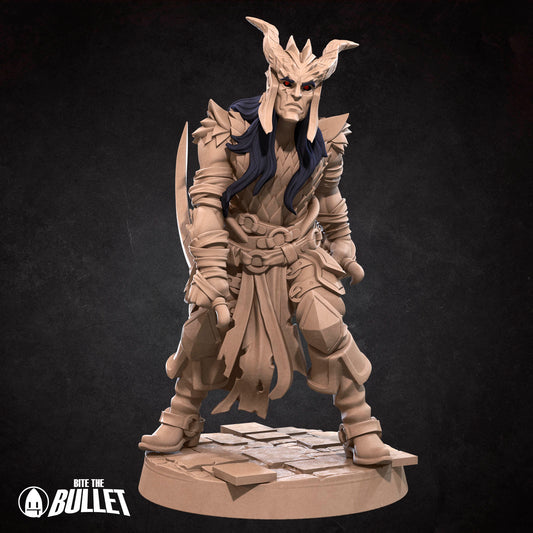 Tiefling Rogue | TABLETOP SCALE | D&D TTRPG Miniature | Bite the Bullet | Unpainted, Unplated Resin 8k