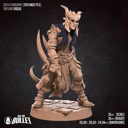 Tiefling Rogue | TABLETOP SCALE | D&D TTRPG Miniature | Bite the Bullet | Unpainted, Unplated Resin 8k