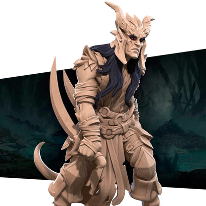 Tiefling Rogue | TABLETOP SCALE | D&D TTRPG Miniature | Bite the Bullet | Unpainted, Unplated Resin 8k