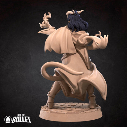 Tiefling Sorceress | TABLETOP SCALE | D&D TTRPG Miniature | Bite the Bullet | Unpainted, Unplated Resin 8k