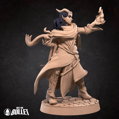 Tiefling Sorceress | TABLETOP SCALE | D&D TTRPG Miniature | Bite the Bullet | Unpainted, Unplated Resin 8k
