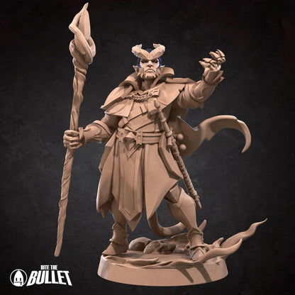 Tiefling Warlock | TABLETOP SCALE | D&D TTRPG Miniature | Bite the Bullet | Unpainted, Unplated Resin 8k