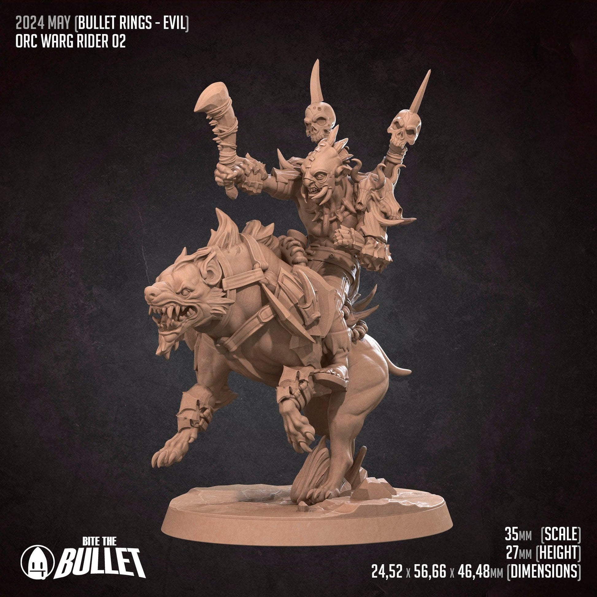 Bullet Rings, Warg Riders | TABLETOP SCALE | TTRPG Miniature | Bite the Bullet | Unpainted, Unplated Resin 8k