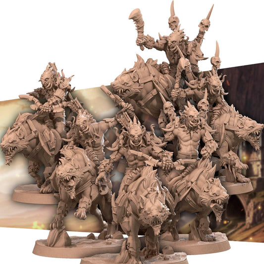 Bullet Rings, Warg Riders | TABLETOP SCALE | TTRPG Miniature | Bite the Bullet | Unpainted, Unplated Resin 8k