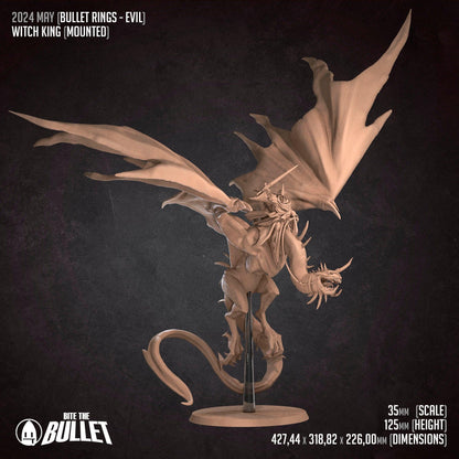 Bullet Rings, Witch King Mounted | TABLETOP SCALE | D&D TTRPG Miniature | Bite the Bullet | Unpainted, Unplated Resin 8k