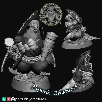 Cockatiel Navigator | Tabletop or Display Scale | D&D Humblewood TTRPG Miniature | Pepunki Creatures