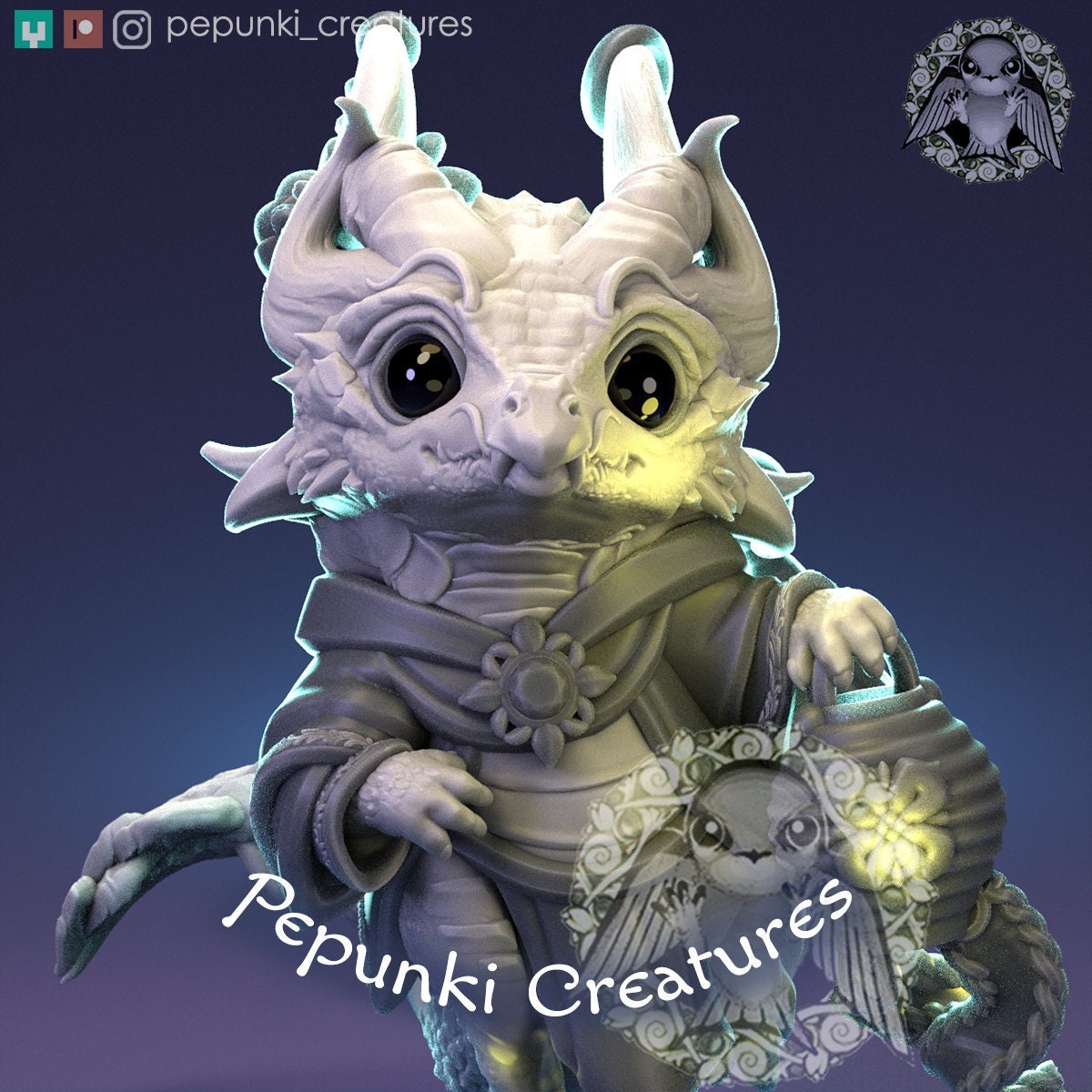 Dragoncito, Cute Asian Dragon | Tabletop or Display Scale | D&D Humblewood TTRPG Miniature | Pepunki Creatures