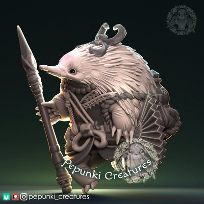 Echidna Warrior | Tabletop or Display Scale | D&D Humblewood TTRPG Miniature | Pepunki Creatures