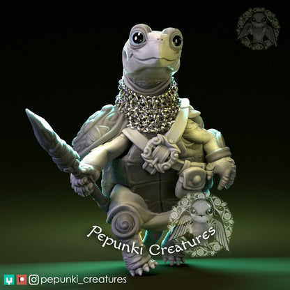 Land Turtle Warrior | Tabletop or Display Scale | D&D Humblewood TTRPG Miniature | Pepunki Creatures