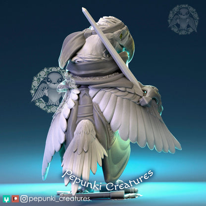 Macaw Pirate | Tabletop or Display Scale | D&D Humblewood TTRPG Miniature | Pepunki Creatures