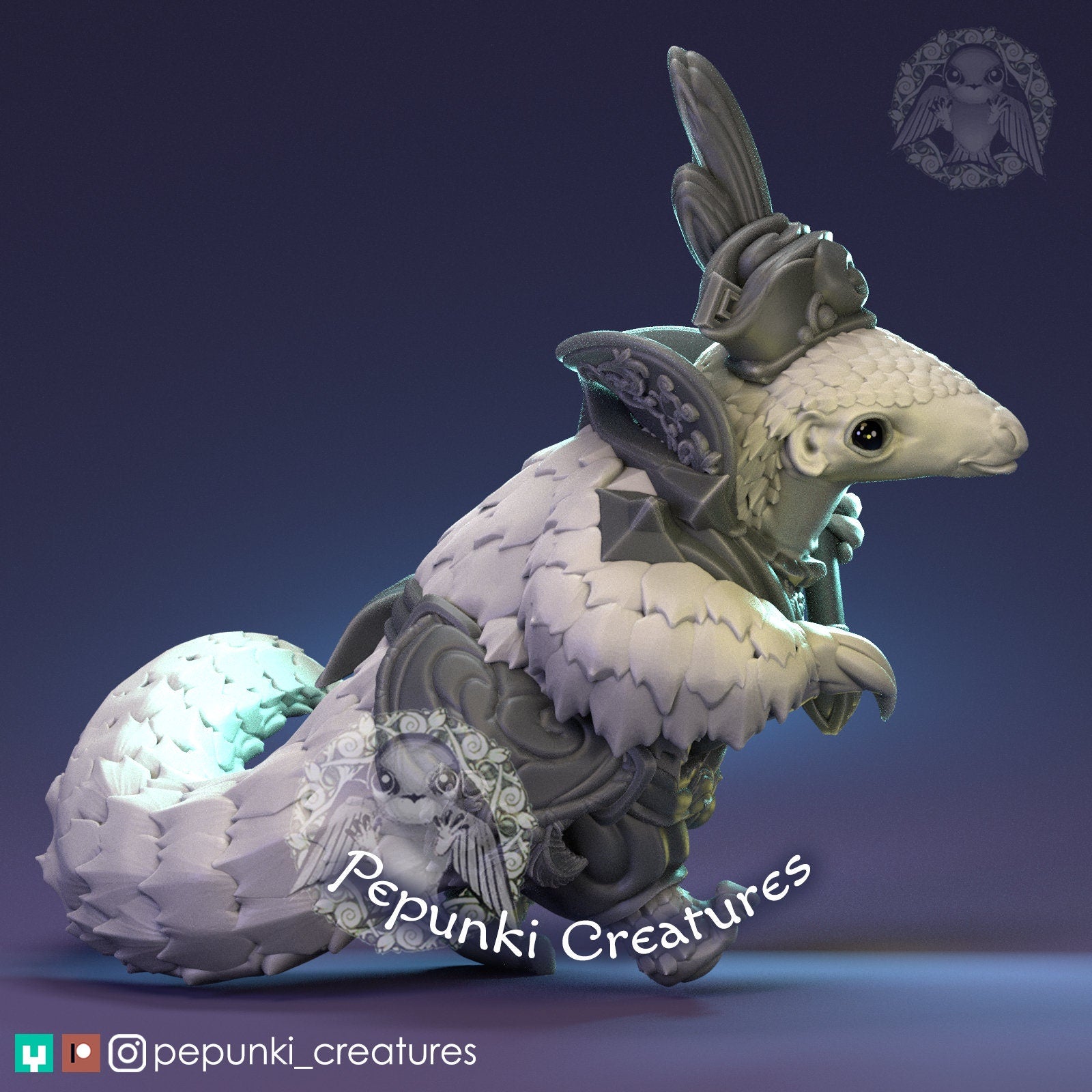 Pangolin Royalty | Tabletop or Display Scale | D&D Humblewood TTRPG Miniature | Pepunki Creatures