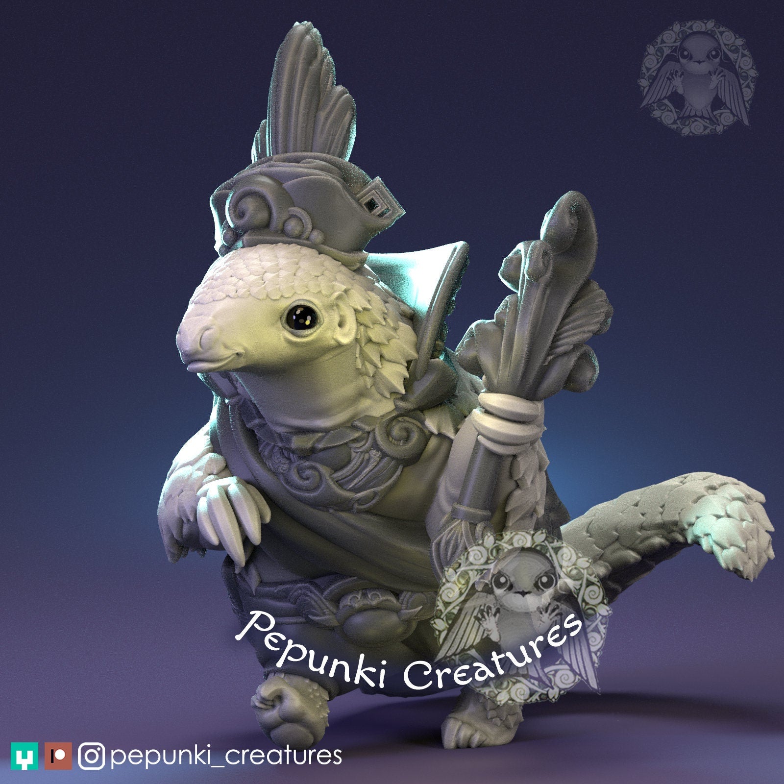 Pangolin Royalty | Tabletop or Display Scale | D&D Humblewood TTRPG Miniature | Pepunki Creatures