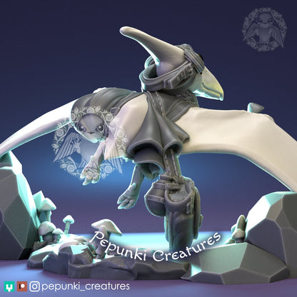 Pterodactyl Dinosaur Airman | Tabletop or Display Scale | D&D Humblewood TTRPG Miniature | Pepunki Creatures