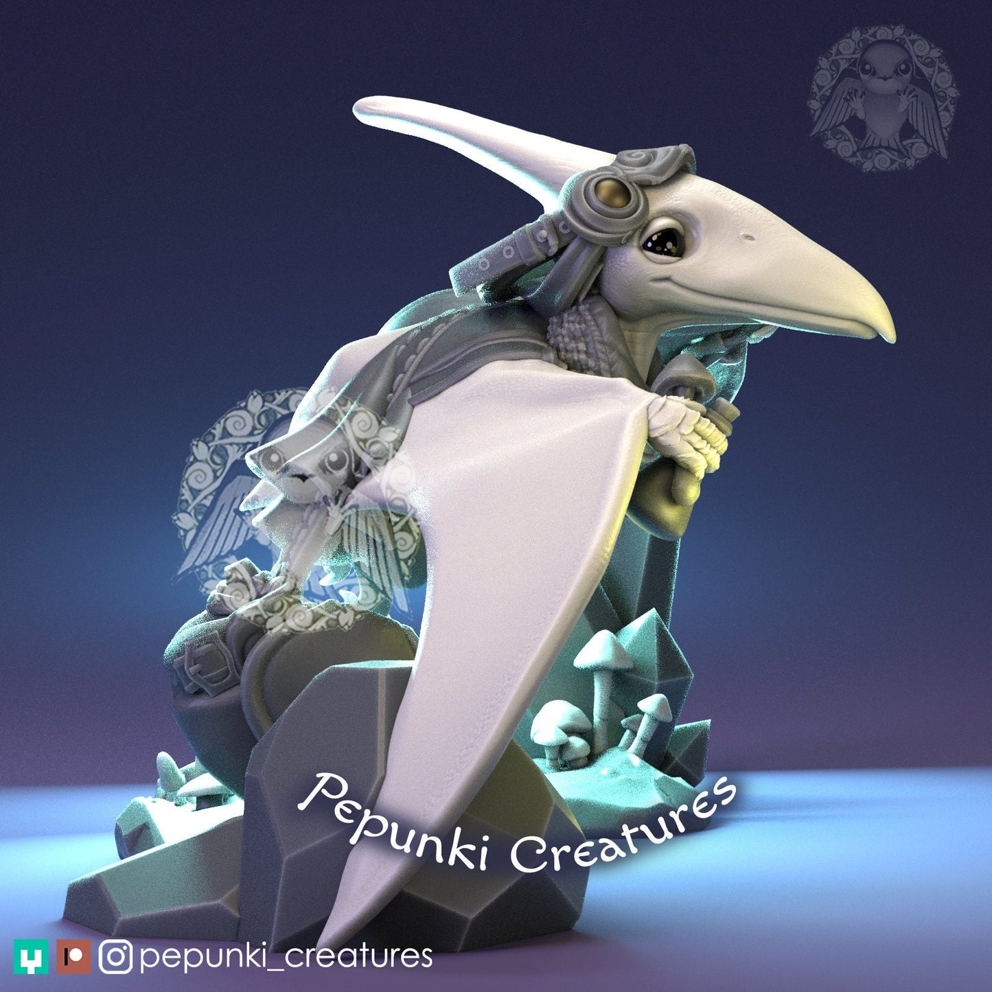Pterodactyl Dinosaur Airman | Tabletop or Display Scale | D&D Humblewood TTRPG Miniature | Pepunki Creatures