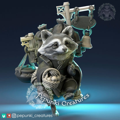 Raccoon Merchant | Tabletop or Display Scale | D&D Humblewood TTRPG Miniature | Pepunki Creatures