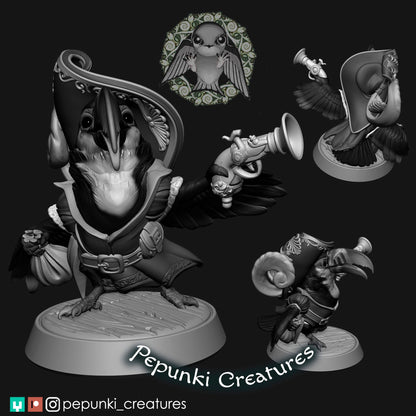 Toucan Pirate Captain | Tabletop or Display Scale | D&D Humblewood TTRPG Miniature | Pepunki Creatures