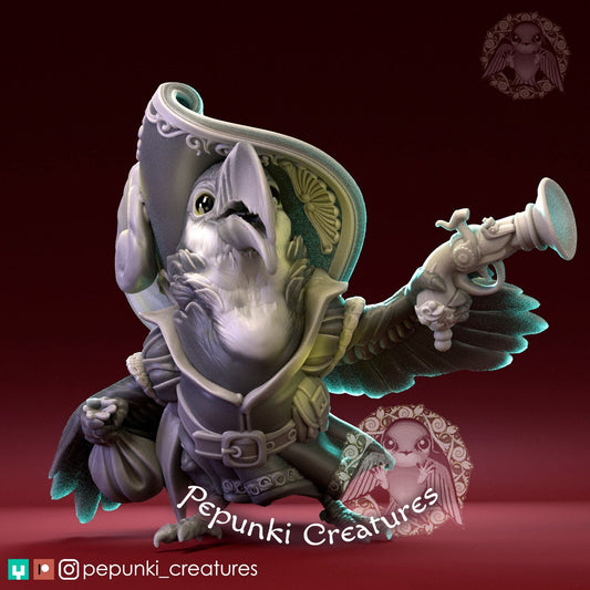 Toucan Pirate Captain | Tabletop or Display Scale | D&D Humblewood TTRPG Miniature | Pepunki Creatures