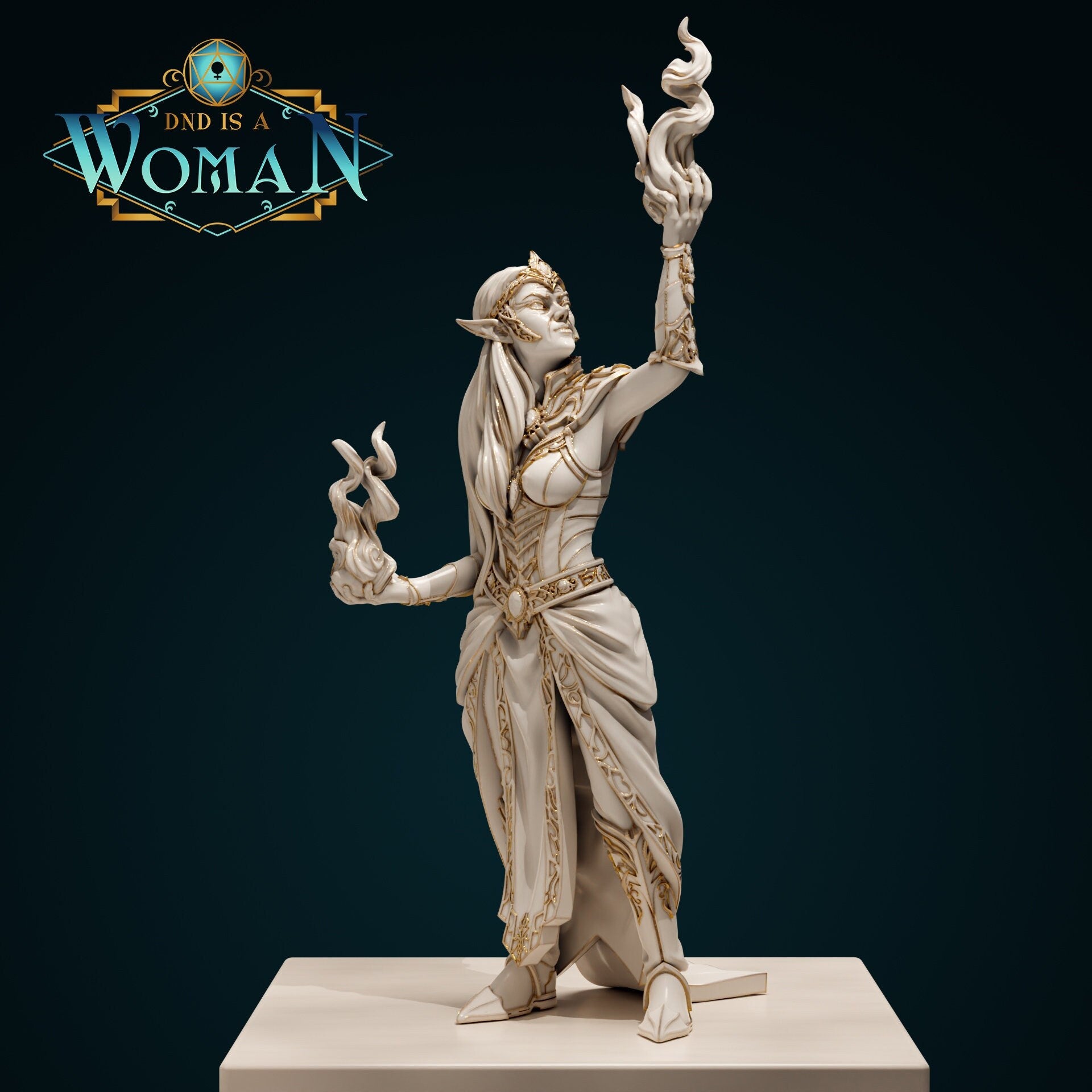 Drow Sorcerer | D&D TTRPG Miniature | DnD Is A Woman | NO BASE