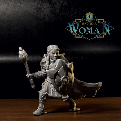 Dwarf Cleric, Astra | D&D TTRPG Miniature | DnD Is A Woman | NO BASE