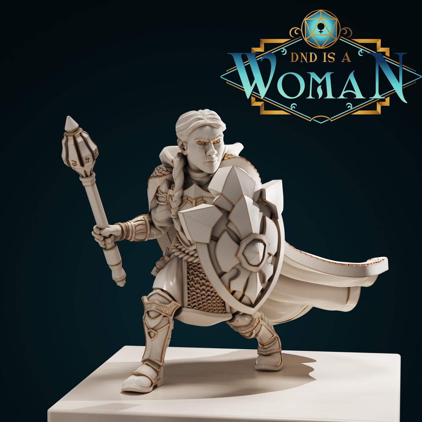 Dwarf Cleric, Astra | D&D TTRPG Miniature | DnD Is A Woman | NO BASE