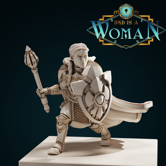 Dwarf Cleric, Astra | D&D TTRPG Miniature | DnD Is A Woman | NO BASE