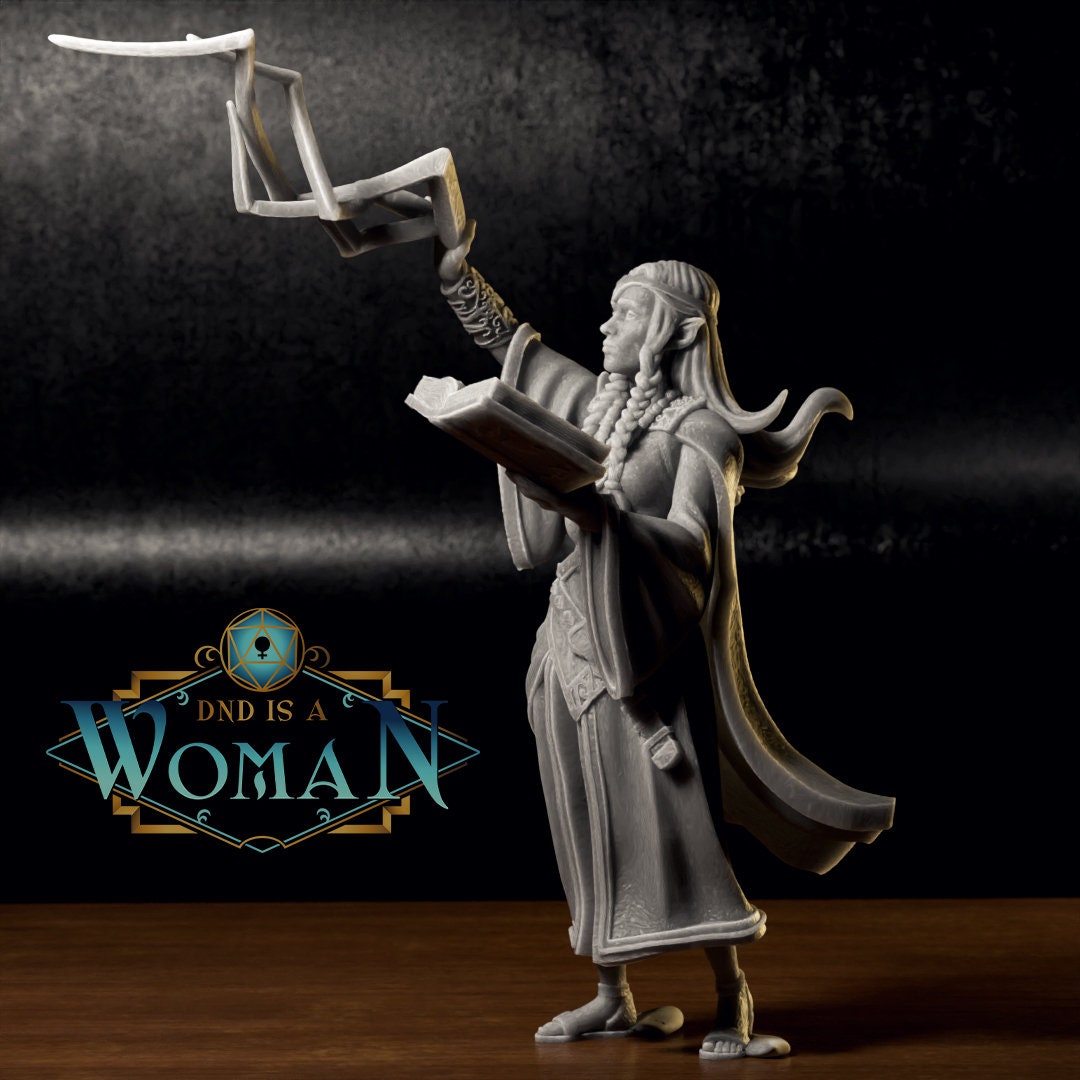 Elf Wizard, Elirea | D&D TTRPG Miniature | DnD Is A Woman | NO BASE