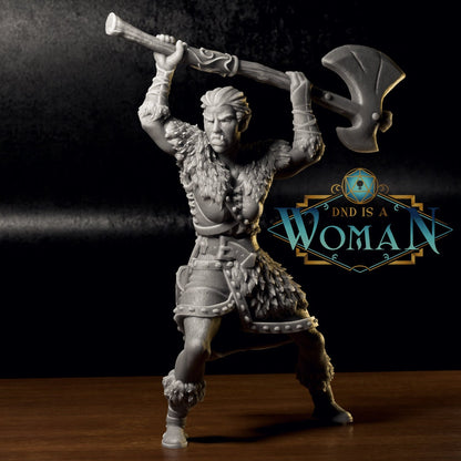 Half-Orc Barbarian | D&D TTRPG Miniature | DnD Is A Woman | NO BASE