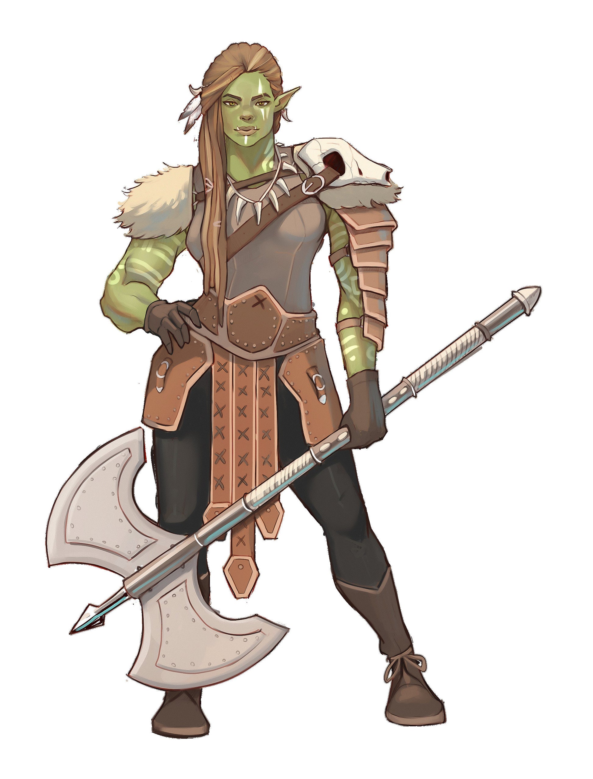 Half-Orc Fighter | D&D TTRPG Miniature | DnD Is A Woman | NO BASE