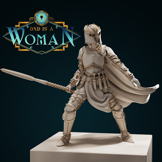Human Fighter, Cyrah | D&D TTRPG Miniature | DnD Is A Woman | NO BASE