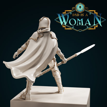 Human Fighter, Cyrah | D&D TTRPG Miniature | DnD Is A Woman | NO BASE