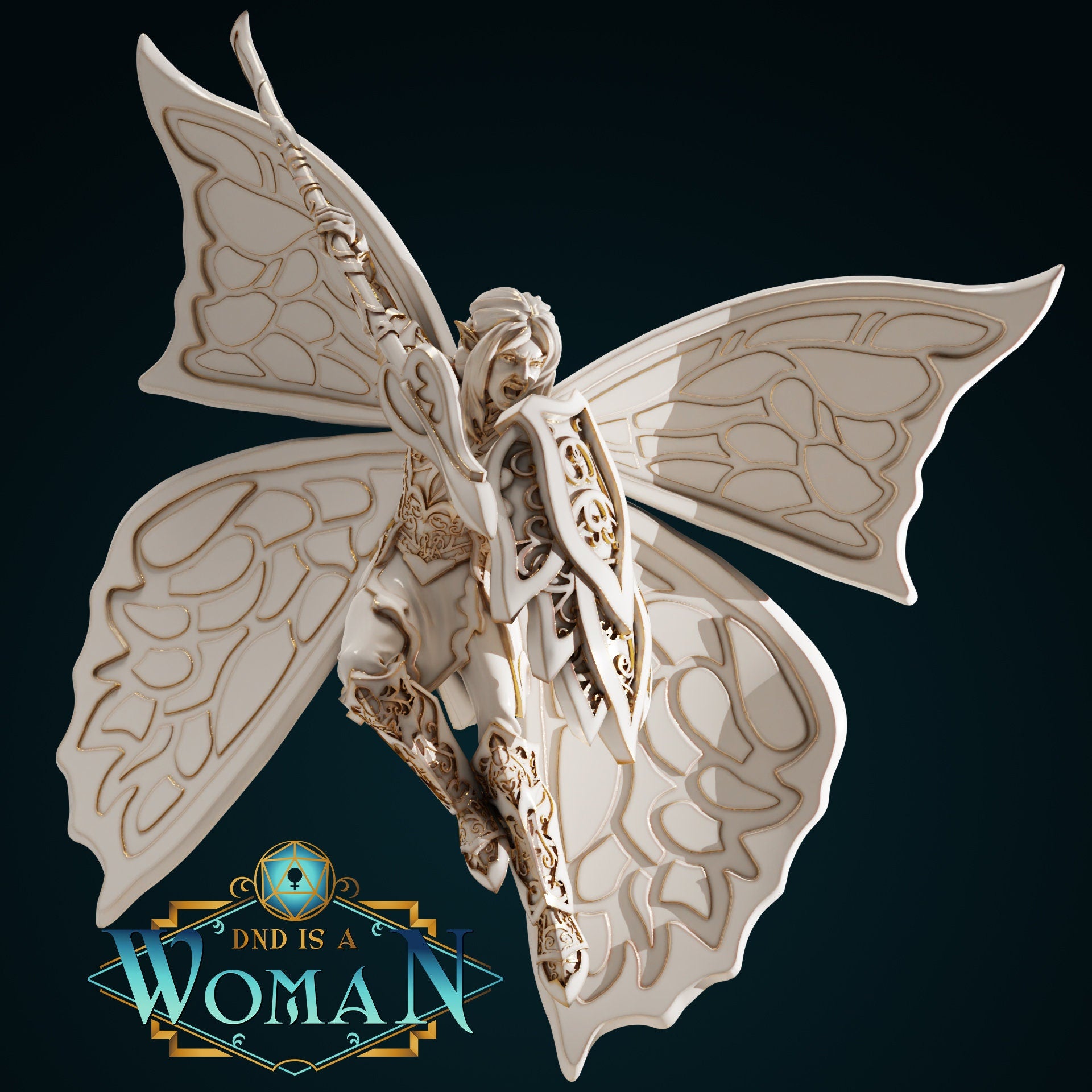 Fairy Paladin | D&D TTRPG Miniature | DnD Is A Woman | NO BASE