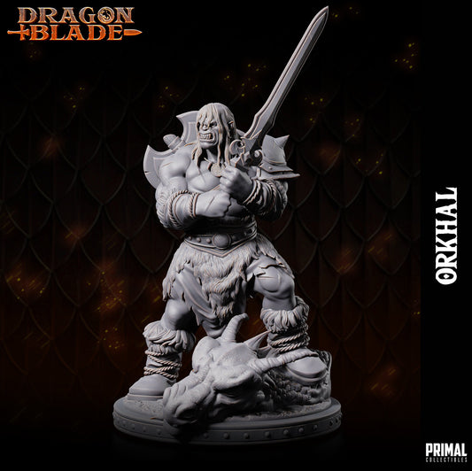 Barbarian Orc Orkhal | Tabletop Scale | TTRPG D&D Miniature | Primal Collectibles