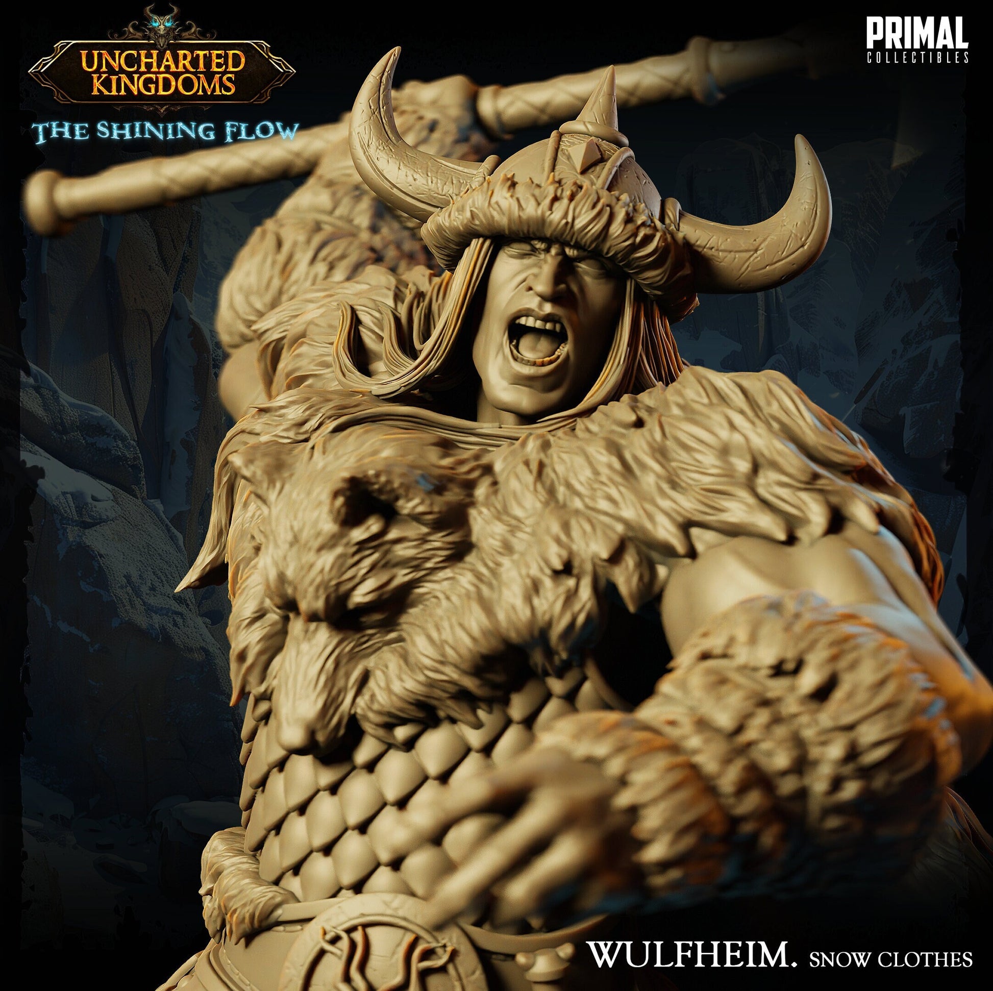 Barbarian Wulfheim Attack | Tabletop Scale | TTRPG D&D Miniature | Primal Collectibles