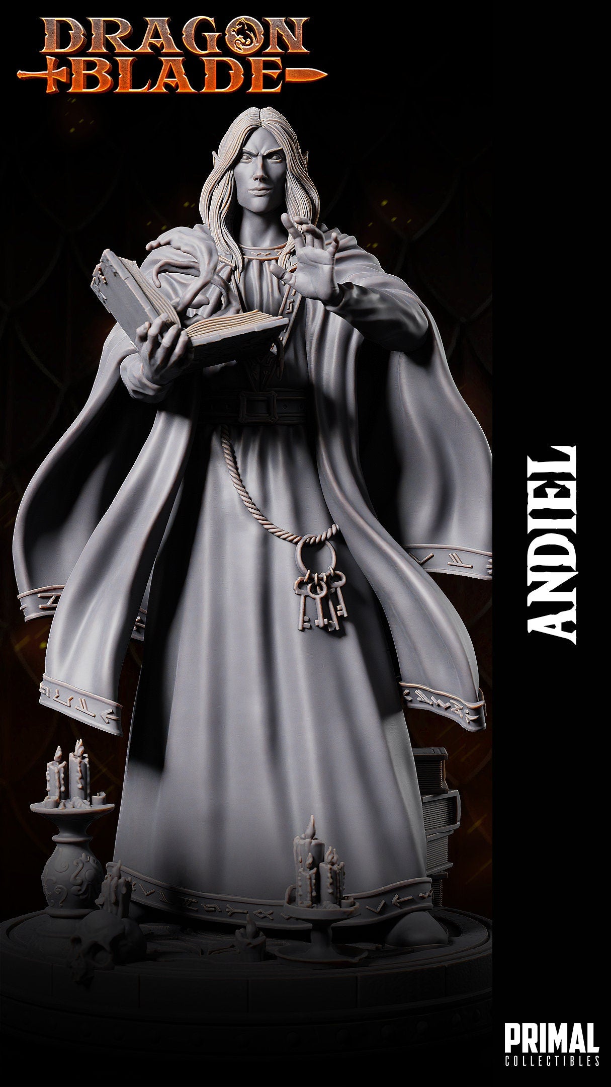 Dark Elf Wizard Andiel | Tabletop Scale | TTRPG D&D Miniature | Primal Collectibles