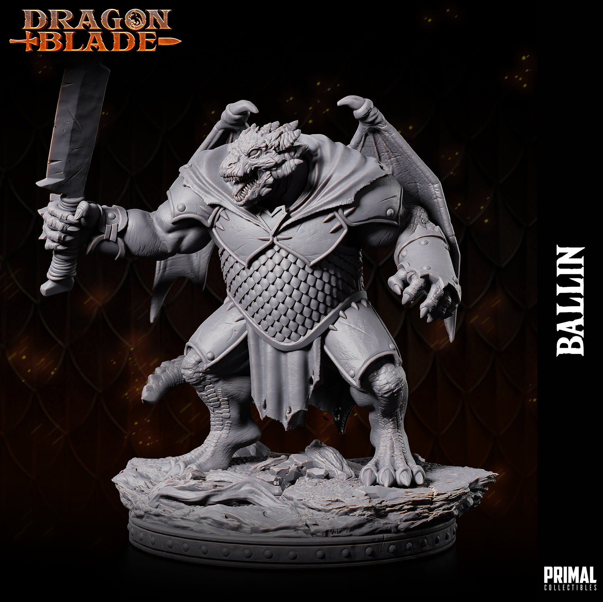 Draconian Warrior Ballin | Tabletop Scale | TTRPG D&D Miniature | Primal Collectibles