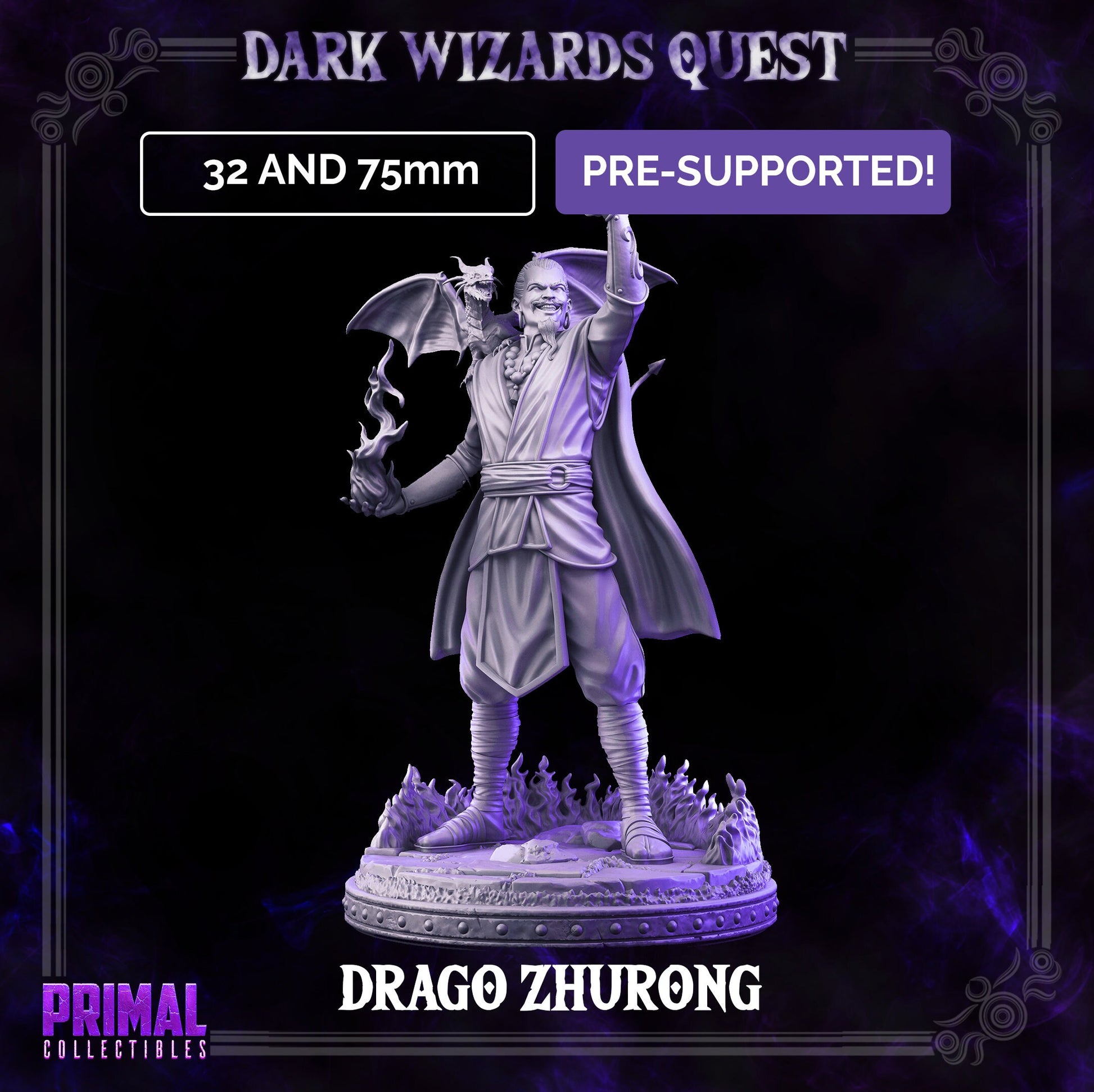 Drago Fire Mage | Tabletop Scale | TTRPG D&D Miniature | Primal Collectibles