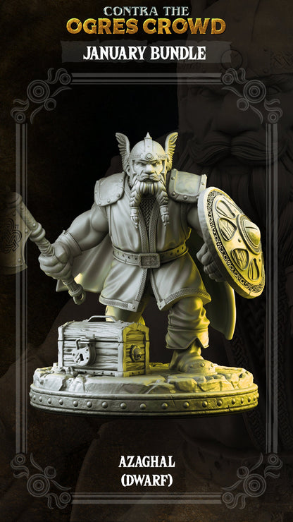 Dwarf Azaghal | Contra the Ogres Crowd | TTRPG D&D Miniature | Primal Collectibles
