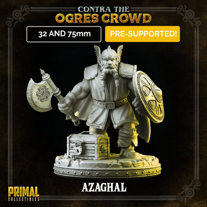 Dwarf Azaghal | Contra the Ogres Crowd | TTRPG D&D Miniature | Primal Collectibles