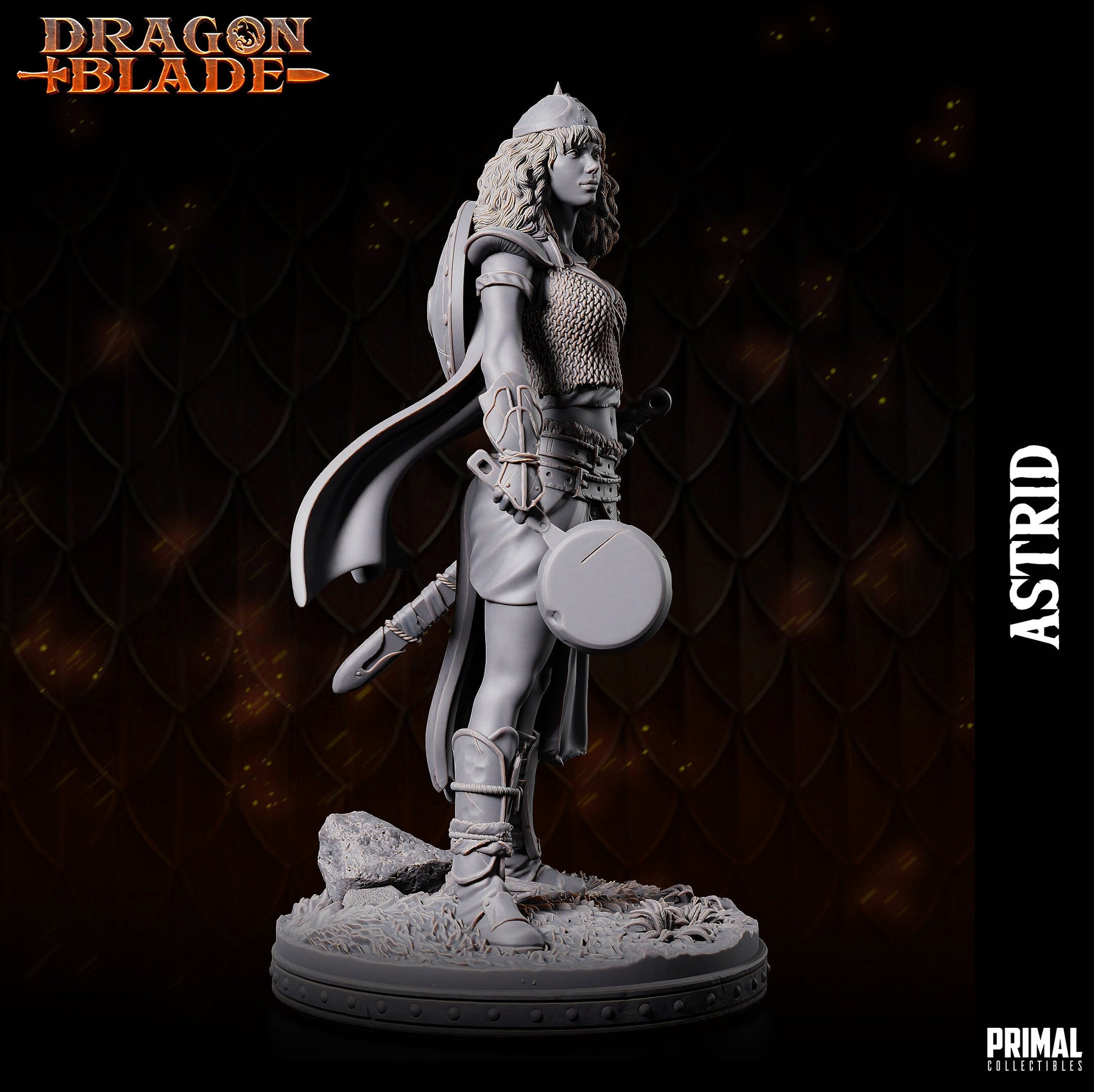 Female Fighter Astrid | Tabletop Scale | TTRPG D&D Miniature | Primal Collectibles