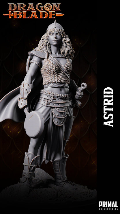 Female Fighter Astrid | Dragonblade | TTRPG D&D Miniature | Primal Collectibles