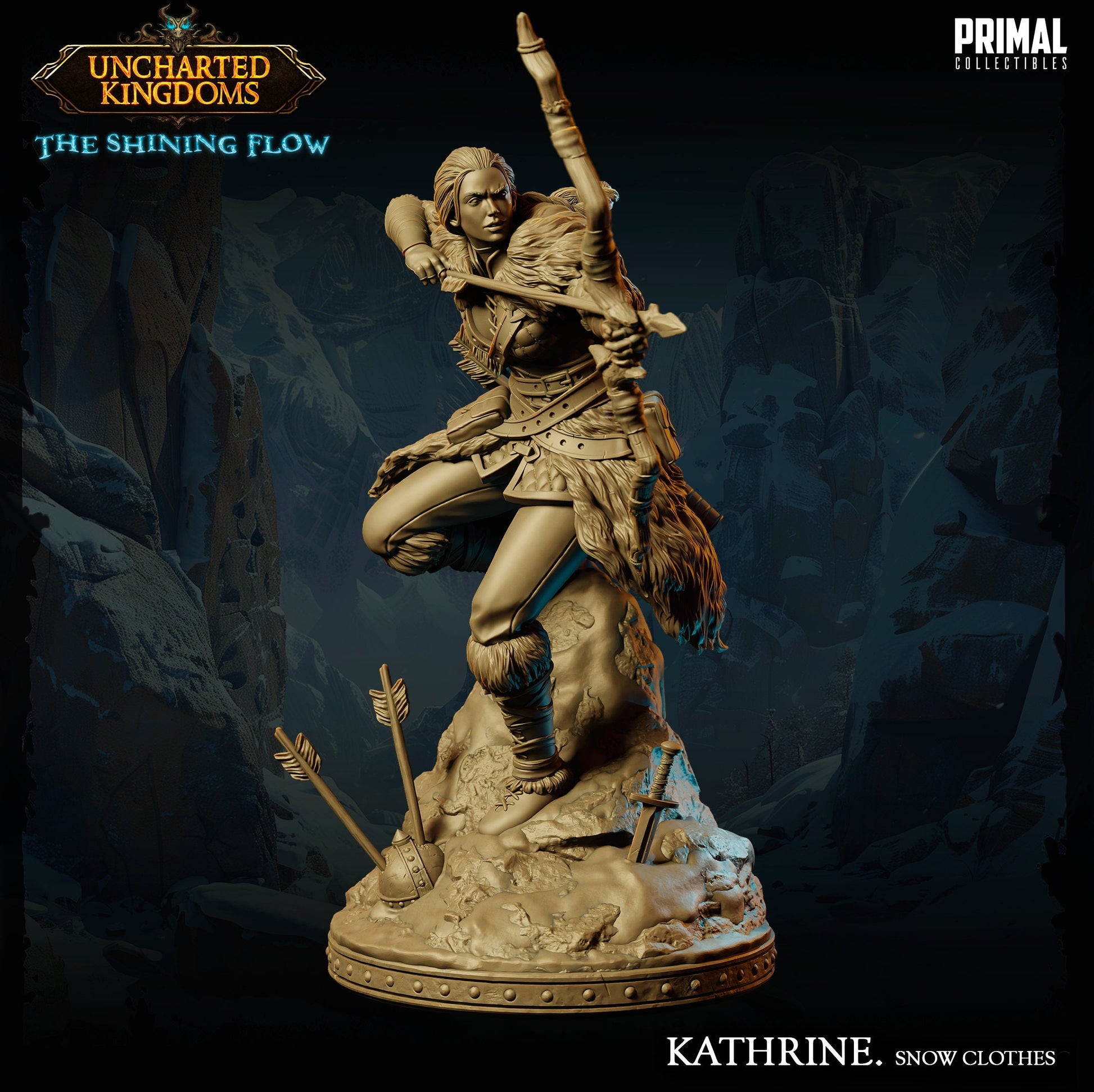 Fighter Katherine Bromm Snow Clothes | Tabletop Scale | TTRPG D&D Miniature | Primal Collectibles