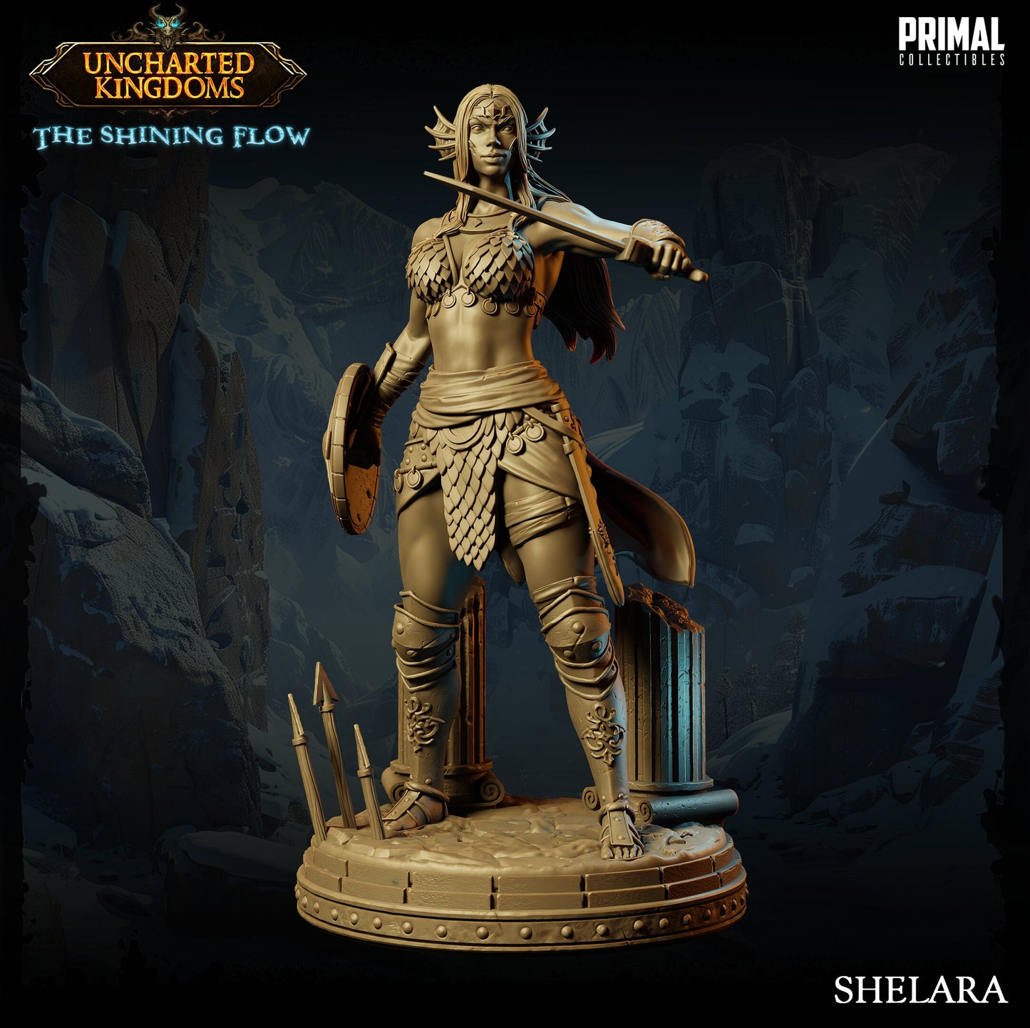 Fighter Shelara | Tabletop Scale | TTRPG D&D Miniature | Primal Collectibles