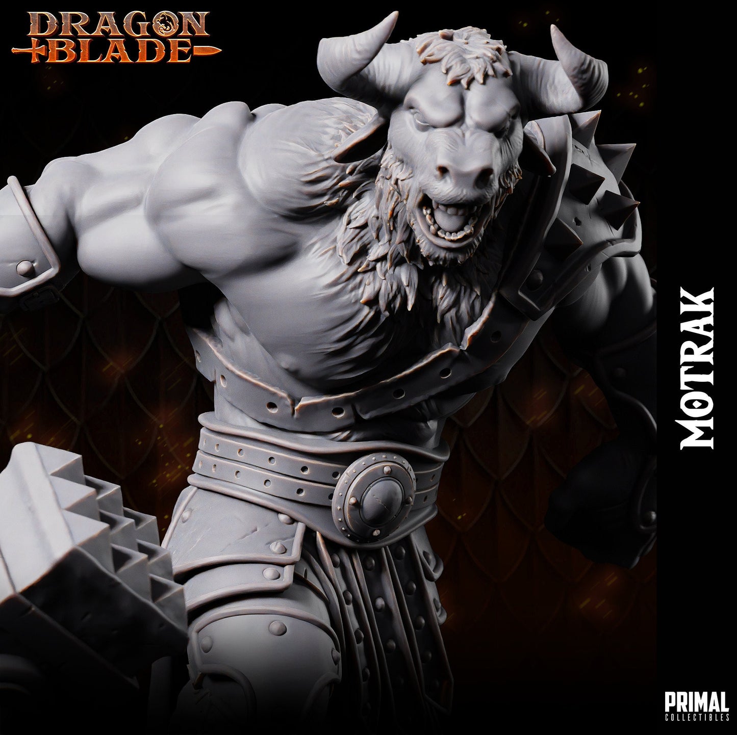 Minotaur Motrak Hammer | Tabletop Scale | TTRPG D&D Miniature | Primal Collectibles